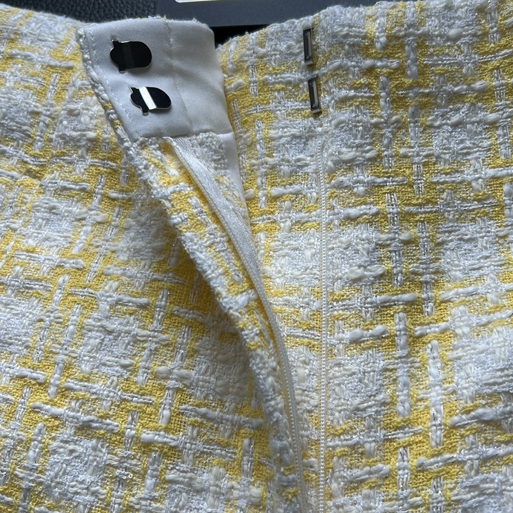 Veronica Beard Jazmin Short Tweed Pale Yellow White Wide Leg High Waist Sz 6 NEW - Picture 7 of 16